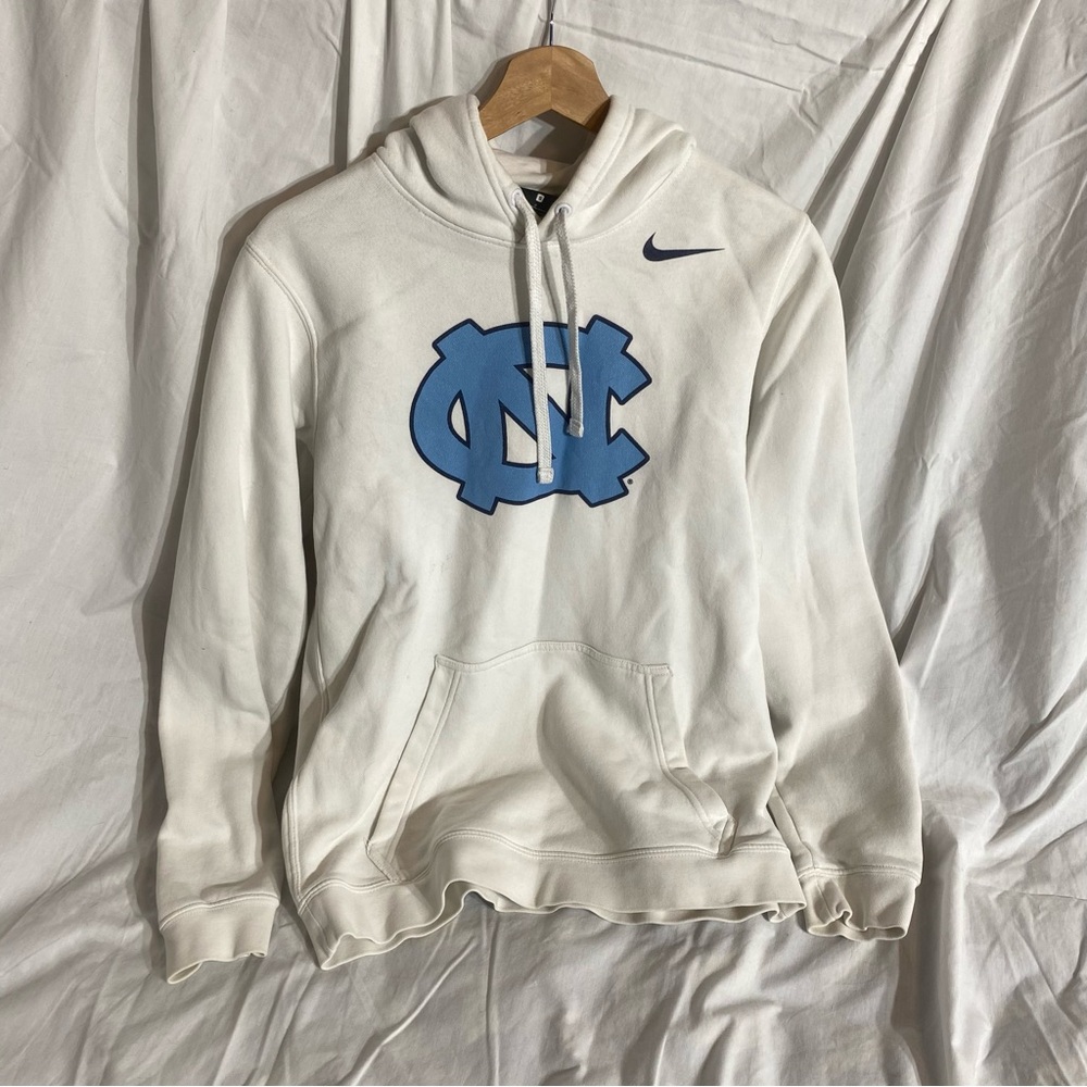 Nike White and Blue UNC Hoodie